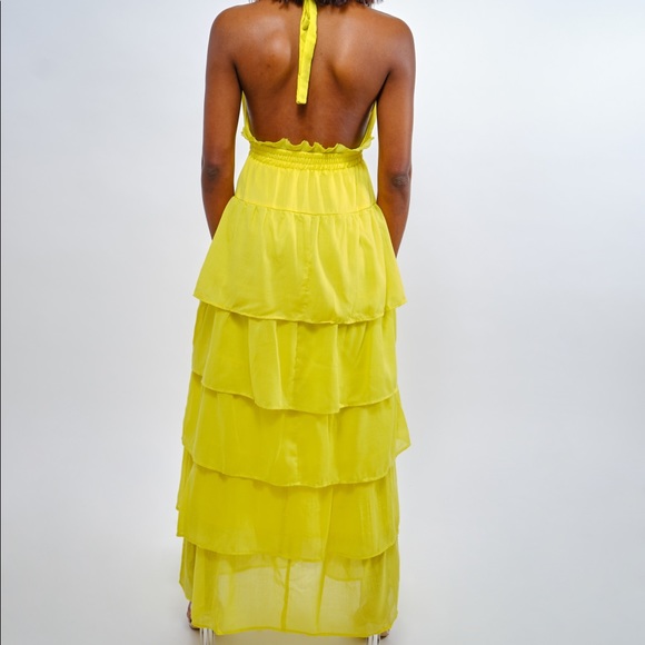 Dresses | Yellow Ruffle Tiered Maxi Dress | Poshmark